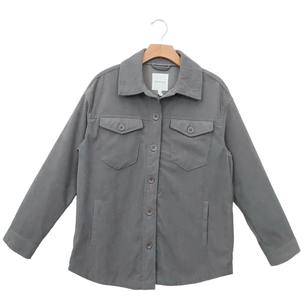 Avec Les Filles Corduroy Jacket Womens Medium Gray Long Sleeve Button Retro Y2K
